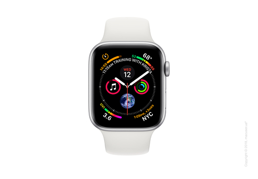 Apple Watch Series 4 GPS + Cellular 44mm Silver Aluminum Case with White Sport Band
