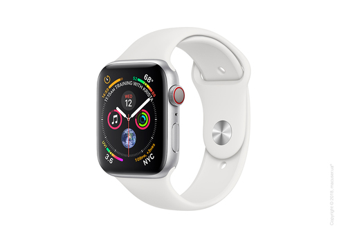 Apple Watch Series 4 GPS + Cellular 44mm Silver Aluminum Case with White Sport Band