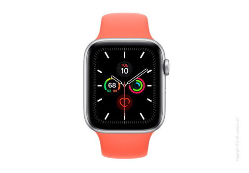 Apple Watch Series 5 GPS, 44mm Silver Aluminum Case with Clementine Sport Band