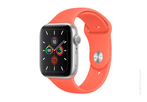 Apple Watch Series 5 GPS, 44mm Silver Aluminum Case with Clementine Sport Band