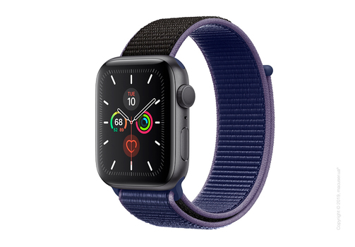 Apple Watch Series 5 GPS, 44mm Space Gray Aluminum Case with Midnight Blue Sport Loop