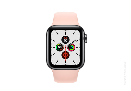 Apple Watch Series 5 GPS + Cellular, 40mm Space Black Stainless Steel Case with Pink Sand Sport Band