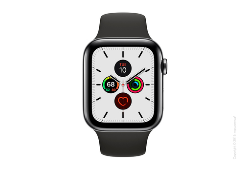 Apple Watch Series 5 GPS + Cellular, 44mm Space Black Stainless Steel Case with Black Sport Band