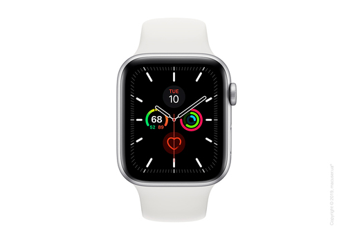 Apple Watch Series 5 GPS 44mm Silver Aluminum Case with White Sport Band