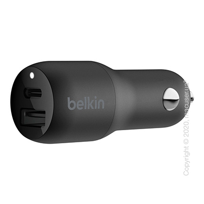 Автомобильное зарядное устройство Belkin Car Charger 18W, Power Delivery Port USB-C, 12W USB-A, black