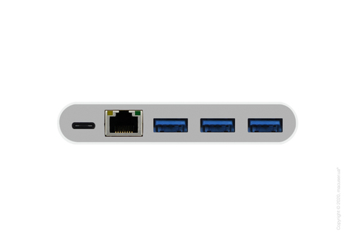 Адаптер Macally USB-C to Ethernet c тремя 3.1/3.0 USB и зарядным USB-C портами White