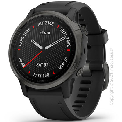 Спортивные часы Garmin Fenix 6S Carbon Gray DLC with Black Band
