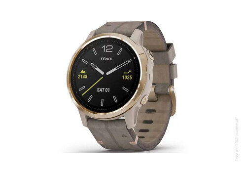 Спортивные часы Garmin Fenix 6S Light Gold-tone with Shale Gray Leather Band