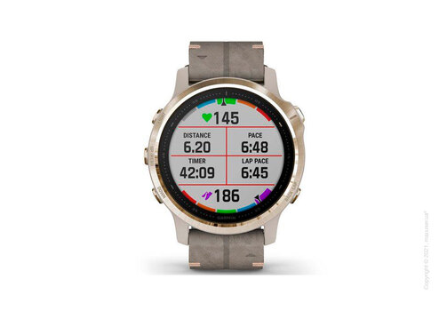 Спортивные часы Garmin Fenix 6S Light Gold-tone with Shale Gray Leather Band