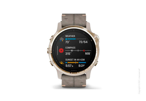 Спортивные часы Garmin Fenix 6S Light Gold-tone with Shale Gray Leather Band