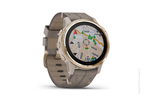 Спортивные часы Garmin Fenix 6S Light Gold-tone with Shale Gray Leather Band