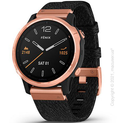 Спортивные часы Garmin Fenix 6S Rose Gold-tone with Heathered Black Nylon Band