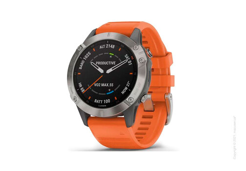 Спортивные часы Garmin Fenix 6 Titanium with Ember Orange Band