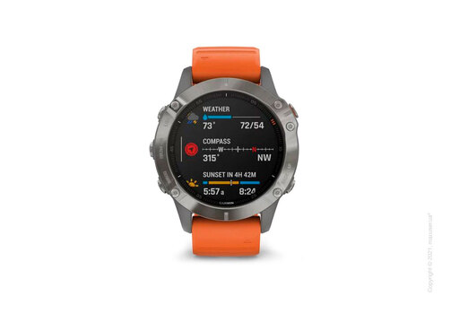 Спортивные часы Garmin Fenix 6 Titanium with Ember Orange Band