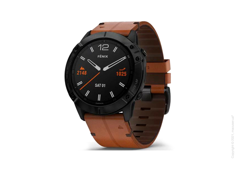 Спортивные часы Garmin Fenix 6X Black DLC with Chestnut Leather Band