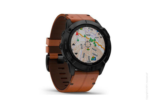 Спортивные часы Garmin Fenix 6X Black DLC with Chestnut Leather Band
