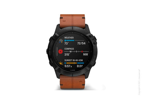Спортивные часы Garmin Fenix 6X Black DLC with Chestnut Leather Band