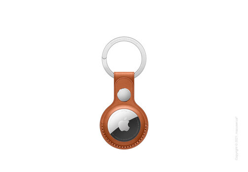 Apple AirTag Leather Key Ring Saddle Brown