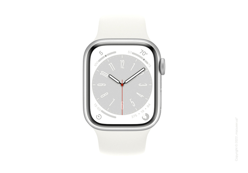Apple Watch Series 8 GPS, 45mm Silver Aluminium Case with Silver Sport Band