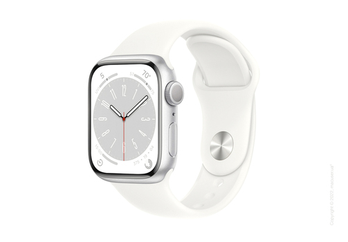 Apple Watch Series 8 GPS, 45mm Silver Aluminium Case with Silver Sport Band