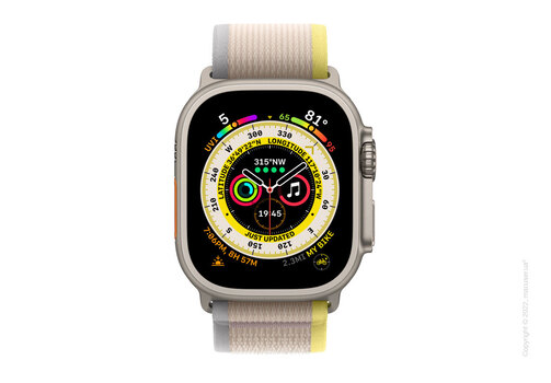 Apple Watch Ultra Titanium Case with Yellow/Beige Trail Loop