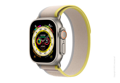 Apple Watch Ultra Titanium Case with Yellow/Beige Trail Loop