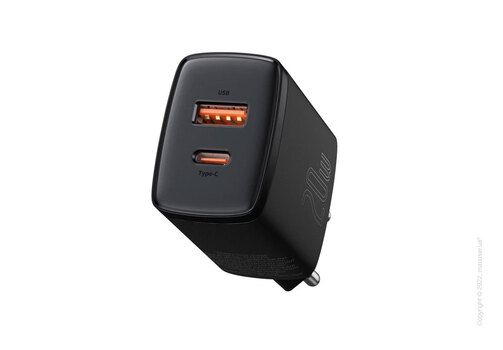 Сетевое зарядное устройство Baseus Compact Quick Charger 1USB + Type-C 20W Black