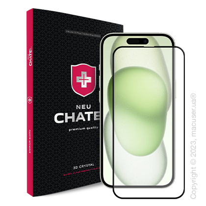 Стекло +NEU Chatel Corning Gorilla Glass with Mesh for iPhone 14 Plus/15 Plus/16 Plus Front Black