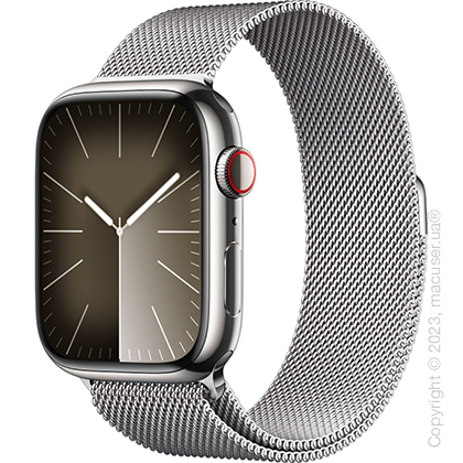 Apple Watch Series 9 41mm GPS + LTE, Silver Stainless Steel Case with Silver Milanese Loop