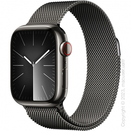 Apple Watch Series 9 45mm GPS + LTE, Graphite Stainless Steel Case with Graphite Milanese Loop