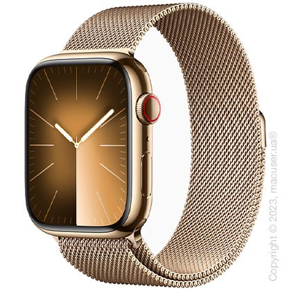 Apple Watch Series 9 41mm GPS + LTE, Gold Stainless Steel Case with Gold Milanese Loop