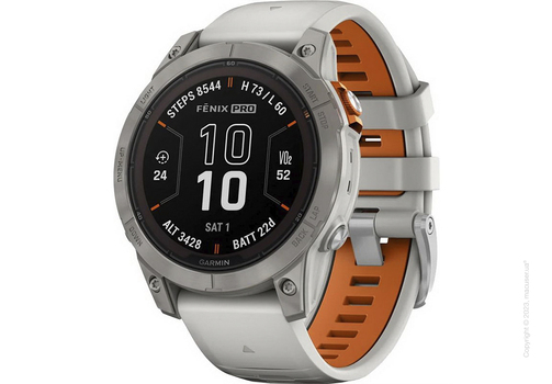 Garmin Fenix 7 Pro Sapphire Solar Titanium with Fog Gray/Ember Orange Band