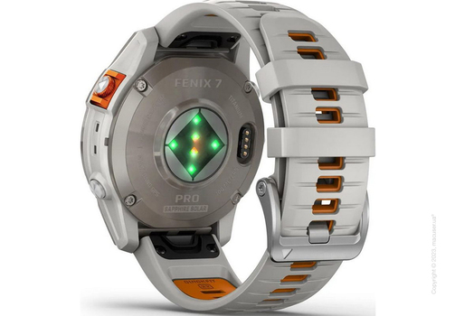 Garmin Fenix 7 Pro Sapphire Solar Titanium with Fog Gray/Ember Orange Band