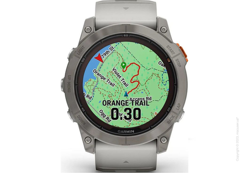 Garmin Fenix 7X Pro Sapphire Solar Titanium with Fog Gray/Ember Orange Band