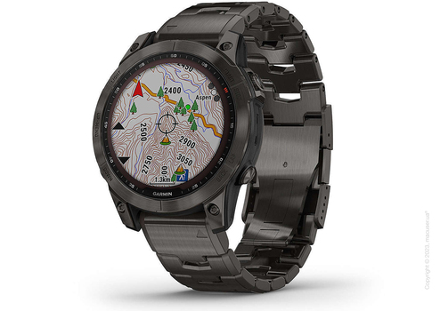 Garmin Fenix 7X Sapphire Solar Carbon Grey DLC Titanium with Carbon Grey DLC Vented Titanium Band